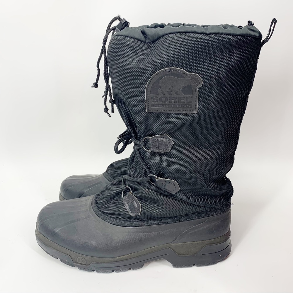 Sorel Black Rubber and Canvas Lace Up Snow Boots With Liner. Mens Size 12